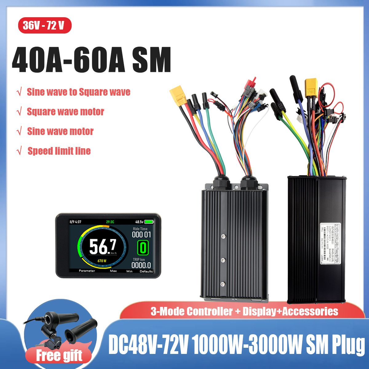 EBIKE Sine to Square Wave conv - đánh giá và giá Ebike Conversion Kit 72V 3000W